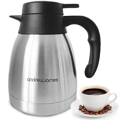 1L Coffee Vacuum Jug Thermal Carafe Double Walled  Stainless Steel Insulated Pot • £18.99