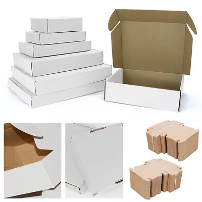 White Shipping Cardboard Boxes Postal Mailing Gift Packet Small Parcel • £4.79