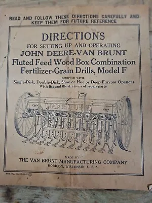John Deere Van Brunt Fluted Feed Wood Box Fertilizer Grain Drill Model F • $15