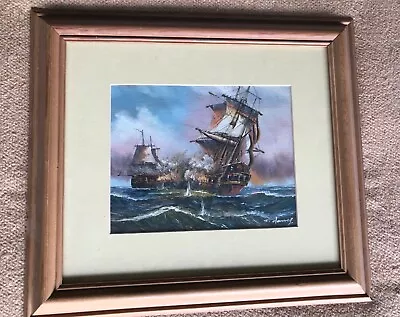 Galleon Warships Original Signed Oil Painting On Canvas Ships C1600 - J. Harvey • £125