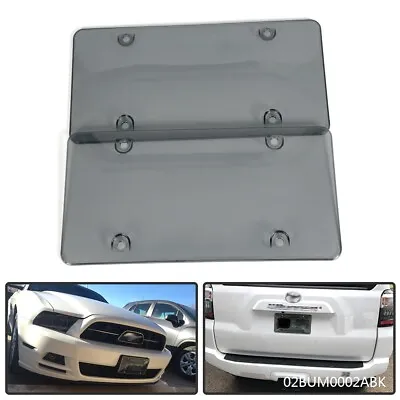 $8.88 • Buy 2x Smoke Flat License Plate Cover Shield Tinted Plastic Tag Protector