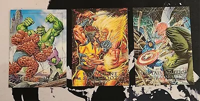 (3) 1992 Marvel Masterpieces Spectra Etch Foil Wolverine Sabretooth Hulk Captain • $11.50
