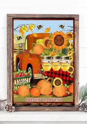 Autumn Pumpkin Print Poster Harvest Halloween Sign A4 Autumn Wall UNFRAMED Truck • $4.96