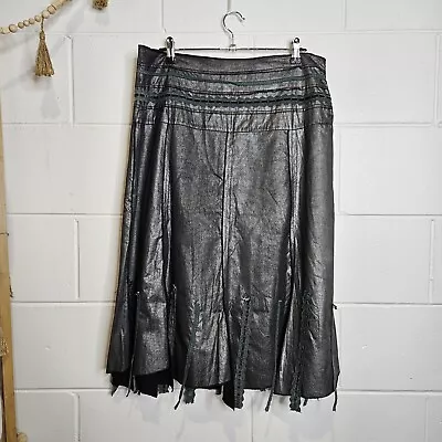 Boo Radley Silver Gored Skirt Size L Lace Emo Goth • $24