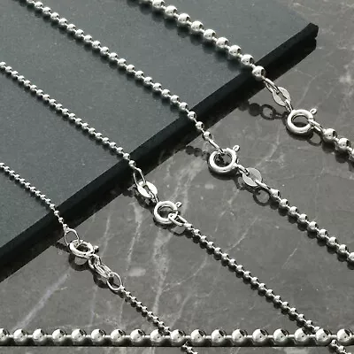 Sterling Silver Bead Ball Chain Necklace 16 18 20 22 24 26 28 30 32 34 40  Inch • £17