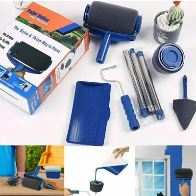 8PCS Paint Runner Pro Roller Brush Set Edger Handle Tool Kit DIY Wall Painting • £11.99