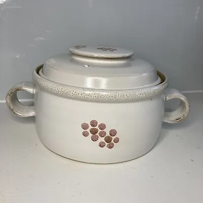Denby GYPSY Casserole Dish With Lid. 2 Pints. 5” High 7” Diameter Pink & White • £5