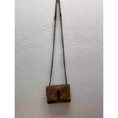 Zara Brown Suede Leather Mini Boho Chain Leaf Bag • $20