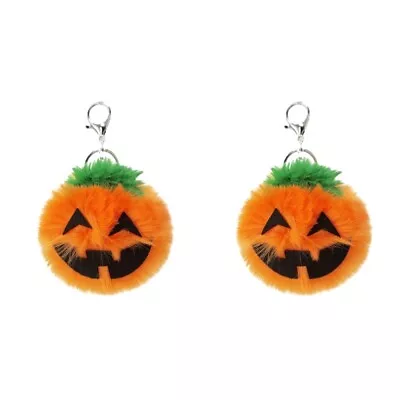  2pcs Halloween Jack-O'-Lantern Key Chain Plush Key Ring Pendant Souvenir Car • $16.83