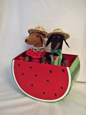 Dachshund Felt Pair Red Brown Black Tan Sculpture Watermelon Centerpiece Summer • $40