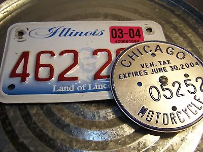 2004 CHICAGO MOTORCYCLE VEHICLE TAX LICENSE PLATE MEDALLION TAG #05252 W/plate • $27.95