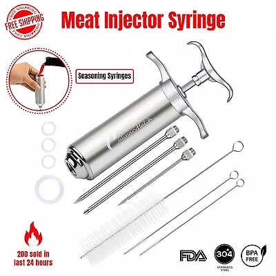 Food Marinade Meat Injector Kit With 3 Marinade Needles 3 Brushes Chicken BBQ • $18.49