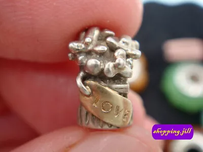 AUTH Pandora Love Bouquet 14CT GOLD 925 ALE Silver Charm 790441 (0116) • £13.50