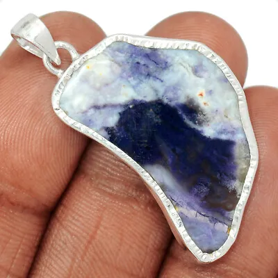 Natural Violet Flame Opal Slice - Mexico 925 Silver Pendant Jewelry CP33477 • $15.99