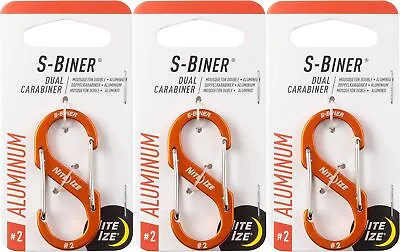 Nite Ize S-Biner Aluminum Dual Carabiner #2 - Orange (3-Pack) • $12.01