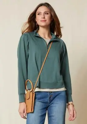 Matilda Jane Good Hart GH Scottsdale Green Half-Zip Sweatshirt Sz M Medium NWOT • $44.95