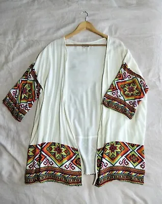 $30 • Buy Arnhem |S| Off-White Kimono | Bright Aztec Design | GUC