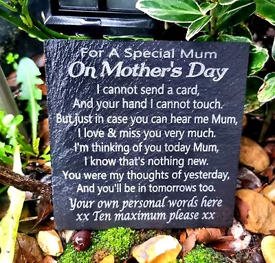 Mothers Day Memorial Mum Nan Mom Nanny Mam Plaque Personalise Slate Grave Marker • £9.99