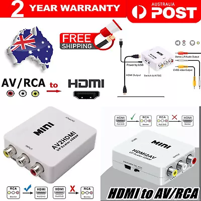 3RCA Composite Video AV To HDMI Converter & HDMI To RCA  For TV PC  Xbox One • $19.49