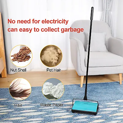 £17.99 • Buy Manual Carpet Sweeper Brush Cordless Rug Cleaner Duster Broom Blue