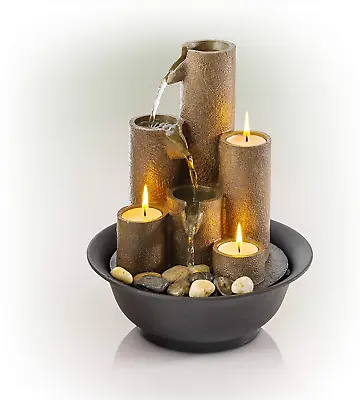 $43.12 • Buy Alpine Corporation Tiered Column Tabletop Fountain With 3 Candles, Mini Waterfal