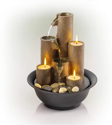 $43.12 • Buy Alpine Corporation Tiered Column Tabletop Fountain With 3 Candles, Mini Waterfal