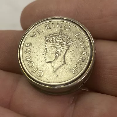 Vintage Sterling Silver Pill Box With King George VI Coin Set In Lid • $95