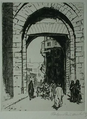 Cairo City Gate - Etching Circa 1920-30 Illegibly Signed. • $101.05