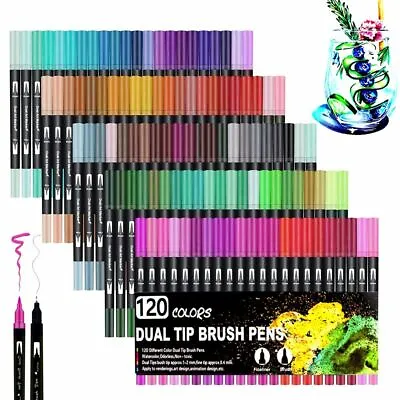 $24.99 • Buy Watercolor Pen Brush Markers Art Markers Dual Tip Fineliner Drawing For Coloring