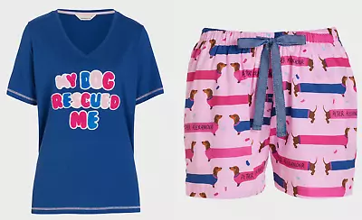 New Peter Alexander Navy Dog Top & Dachshund Dogs Shorts Pj Set Xs Rrp$119.90 • $69