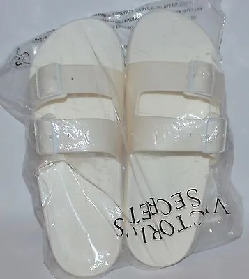 Victoria's Secret Pink White Double Strap Slides Flip Flops Sandals Small Buckle • $39.95