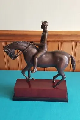 Vintage Large Decorative Crafts Inc Bronze Race Horse & Jockey Statue Figurine  • $69.95