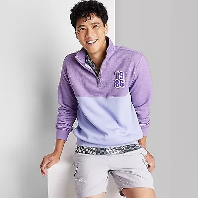 Men's Quarter Zip-Up Sweatshirt - Original Use Purple S • $8.99