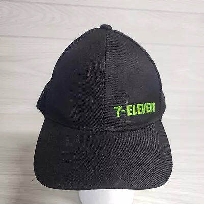 7-Eleven Trucker Black Hat Mesh Cap Strapback Hat Adjustable Employee Uniform • $16