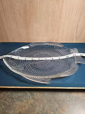 Large 11  Anchor Hocking FISH Shape SERVIING PLATTER Clear Glass Oven Proof  • $6.99