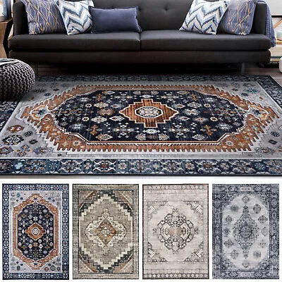 Extra Large Rug/ Brown Blue Beige Persian Carpet/ Machine Washable Rugs Runner • $130