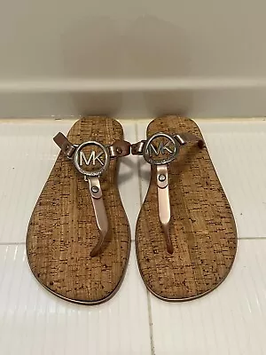 Michael Kors MK Mira Jelly Thong Jelly Sandals Rose Gold Sable With Box Size 10 • $48