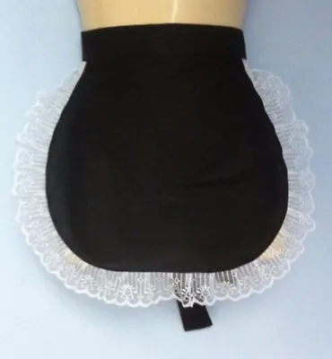 Black Adult  Waist  Pinny Apron White Lace French Maid Sissy Waitress  Catering • £5.99