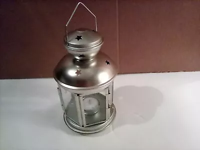 $12.99 • Buy IKEA Rotera Silver Metal Tea Light Candle Lantern Star/Snowflake Glass Panels
