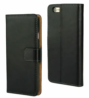For IPhone 7 IPhone 8 Black Real Genuine Leather Wallet Card Slot Case Cover • $15.55