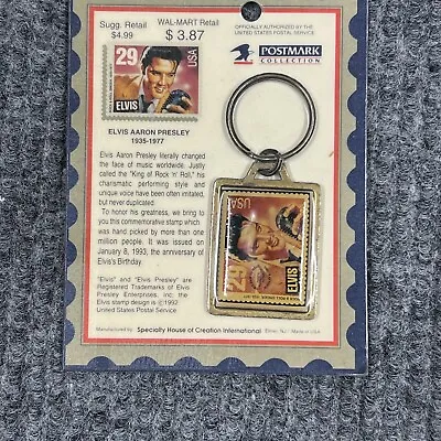 Vintage 1992 ELVIS PRESLEY Keychain USPS Stamp Postmark Collection NEW Sealed • $16.49