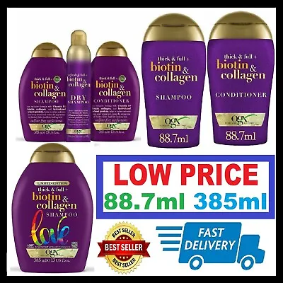 Biotin & Collagen Hair Thickening Sulphate Free Shampoo Conditioner 88.7ml 385ml • £4.39