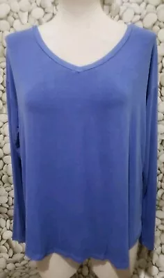 Mossimo Rayon Spandex V Neck Long Sleeve Pullover Blue Shirt Size Small • $5.56