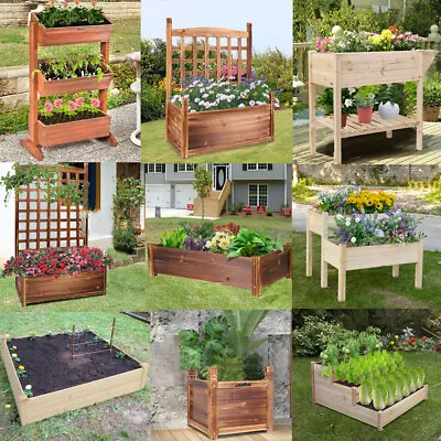 Square Garden Planter Box Raised Garden Bed Greenhouse For Flower Vegetable Herb • £35.92