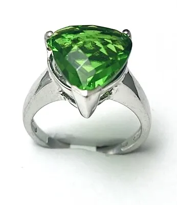 R71010G Mt. St. Helens Forest Green Helenite 10mm 1.92C Sterling Silver Ring • $42