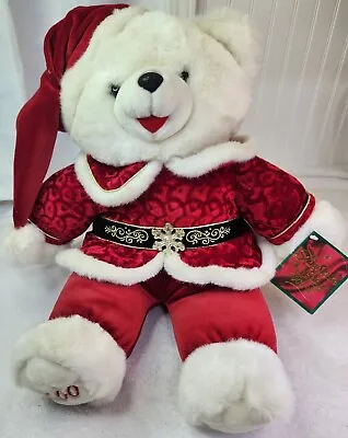 2000 Snowflake Teddy Christmas Boy Plush Bear In Red Velvet Dan Dee 21” NOS • $42.74