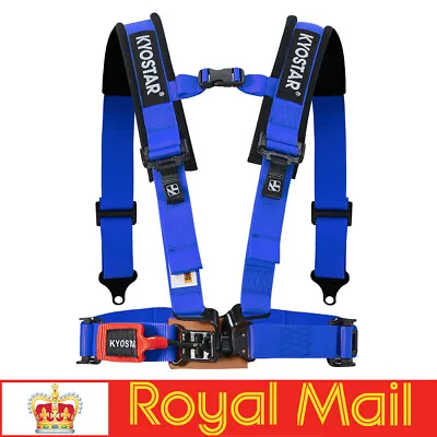 Universal 2'' 4-Point Racing Latch And Link Nylon Safety Harness Seat Belt Blue • £59.99