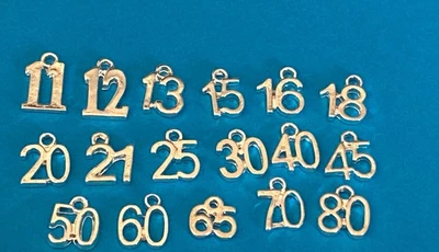 £2.80 • Buy Number Charms Plated Bright Silver Tibetan Alloy Ideal Birthday Anniversary Etc