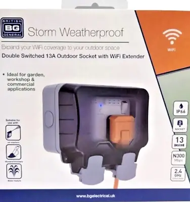 £15.99 • Buy WiFi Extender Double  13A Outdoor Socket  Weatherproof Extend WiFi Outside