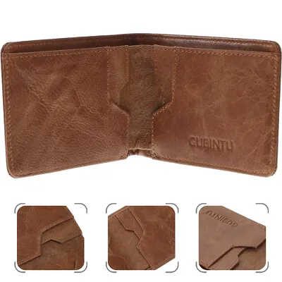 $9.50 • Buy 1pc Leather Short Bifold Vintage Blocking Small Wallet Purse Money Clips